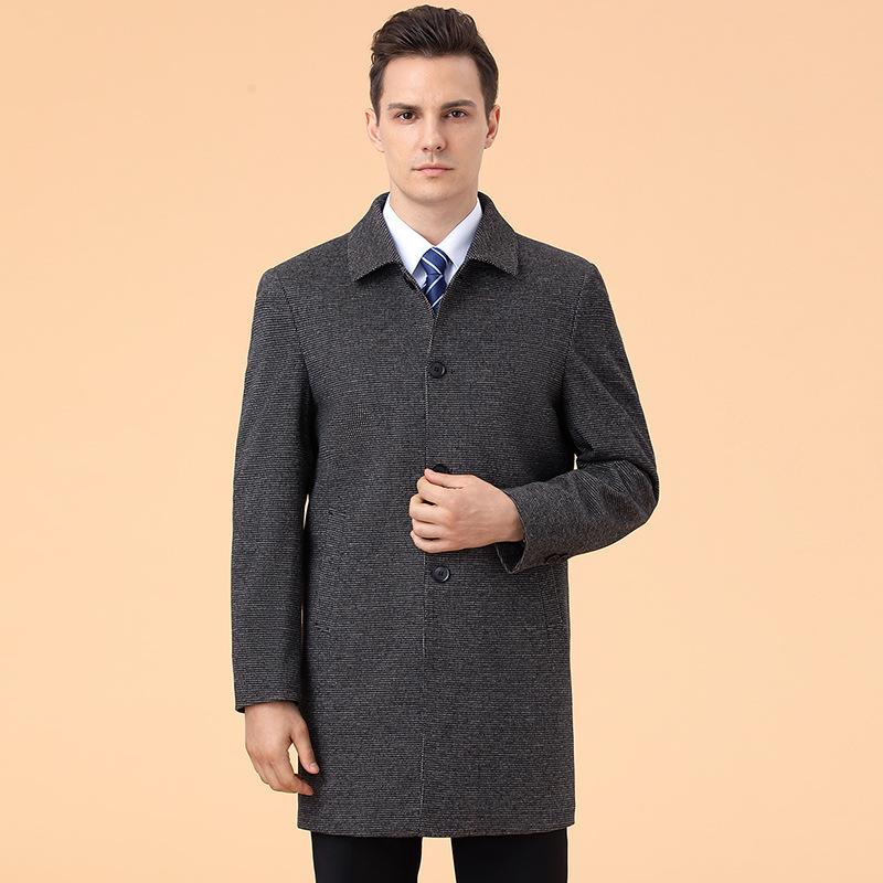

Шерстяное пальто средней длины, мужская шерстяная куртка в корейском стиле, осенне-зимнее новое кашемировое пальто 195