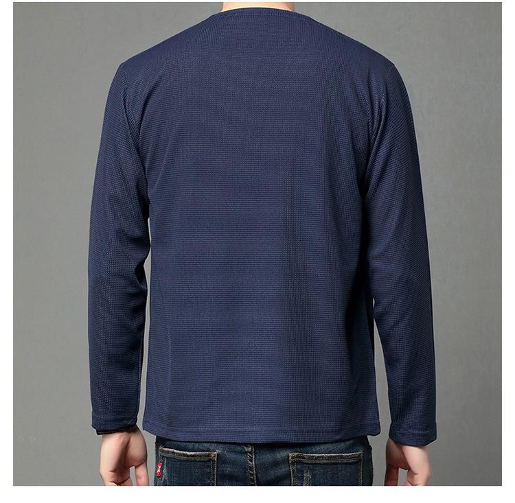 Men's Casual Waffle Knit Cardigan - Spring & Autumn Solid Color Breathable Jacket