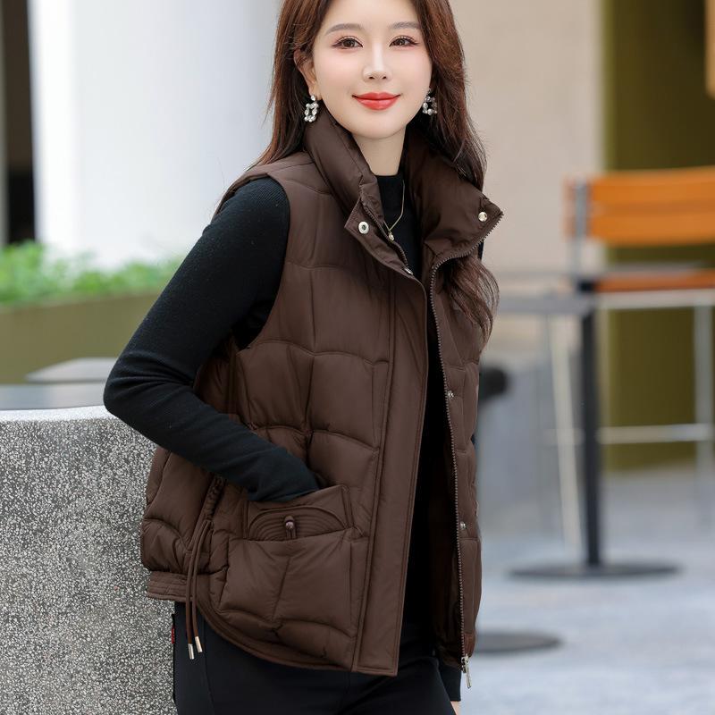 Autumn and winter new loose stand-up collar cotton vest women loose light mother girlfriend cotton vest outer wear