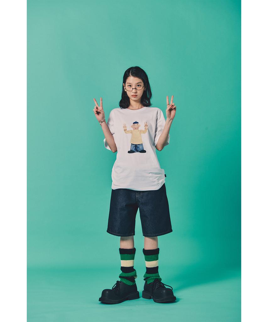 LAUGHER [Pat&Mat] Motion Pat T-Shirt - White