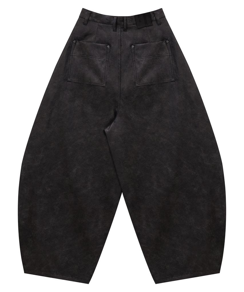 Teulimingbeodeu Front Yoke Leather Pants [ Brown ]