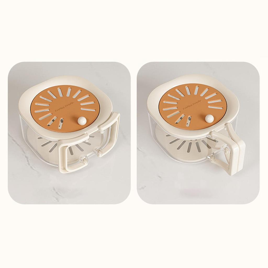 Multifunctional Removable Fruit Drain Basket with Lid Foldable Handle Drainer Basket for Home Refrigerator Use