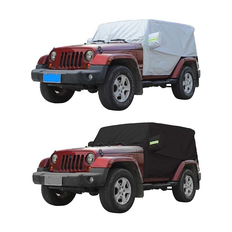 Waterproof All Weather Windshield Sunshade Leather Car Cover Fit for Jeep Wrangler JK JL 2-Door Version Exterior Accessories