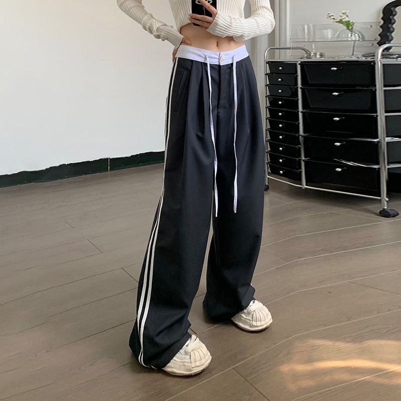 Preppy Style Autumn Sexy High Waist Stripes Suit Pants