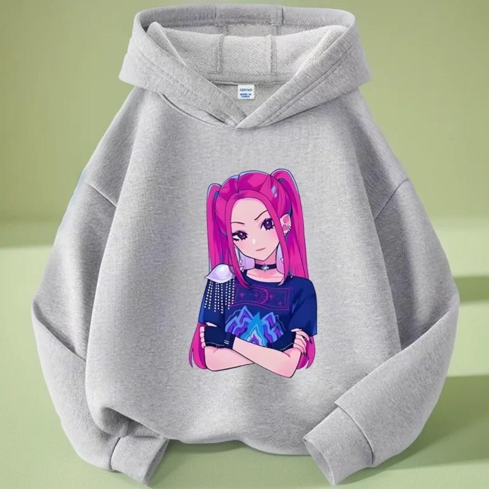 Autumn Warm K-pop Demon Hunters Girls Hoodie Long Sleeve Outerwear Saja Print Hooded Coat for Children Fashion Pullover Kid Tops