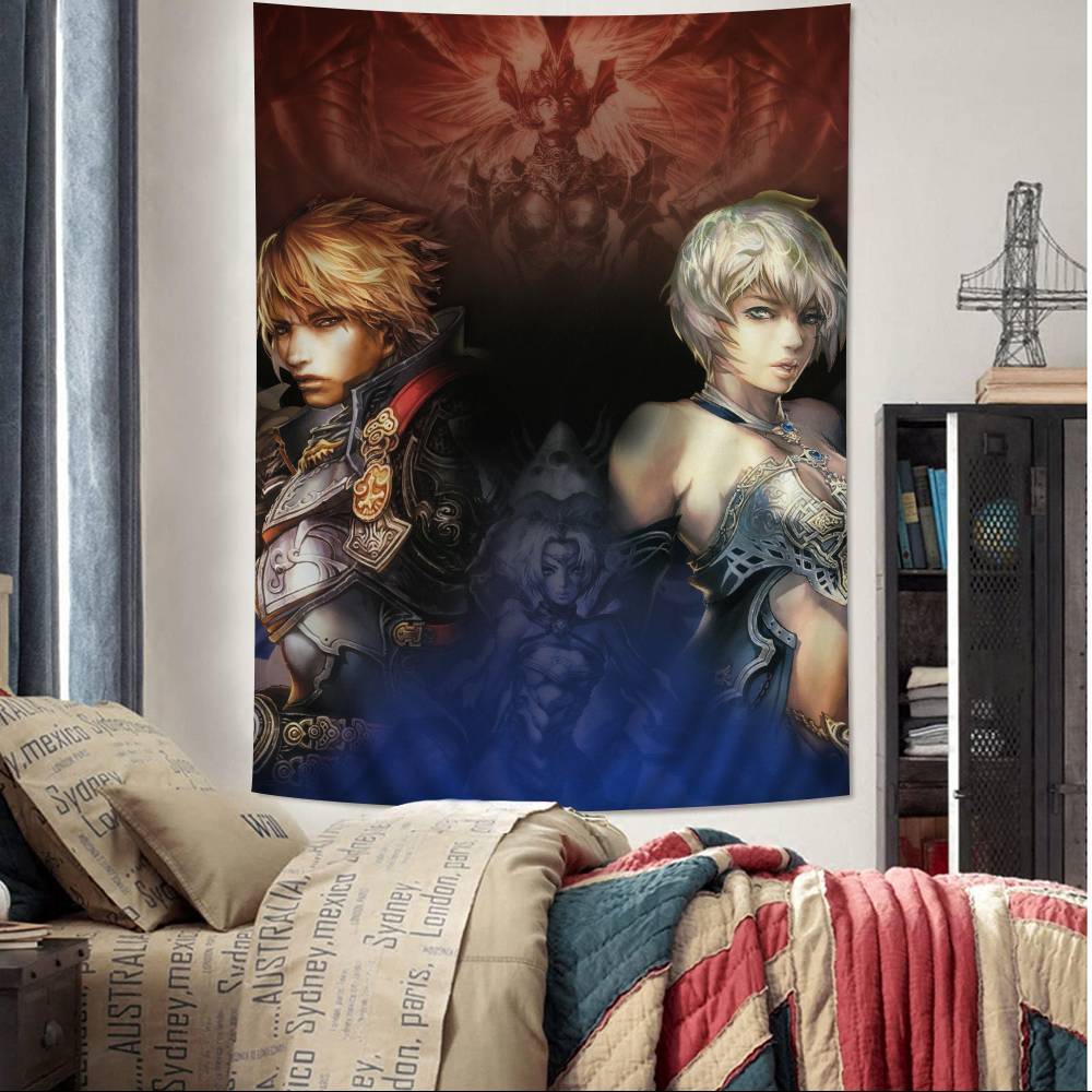 Lineage 2 Games Anime Tapestry Hippie Flower Wall Carpets Dorm Decor Cheap Hippie Wall Hanging