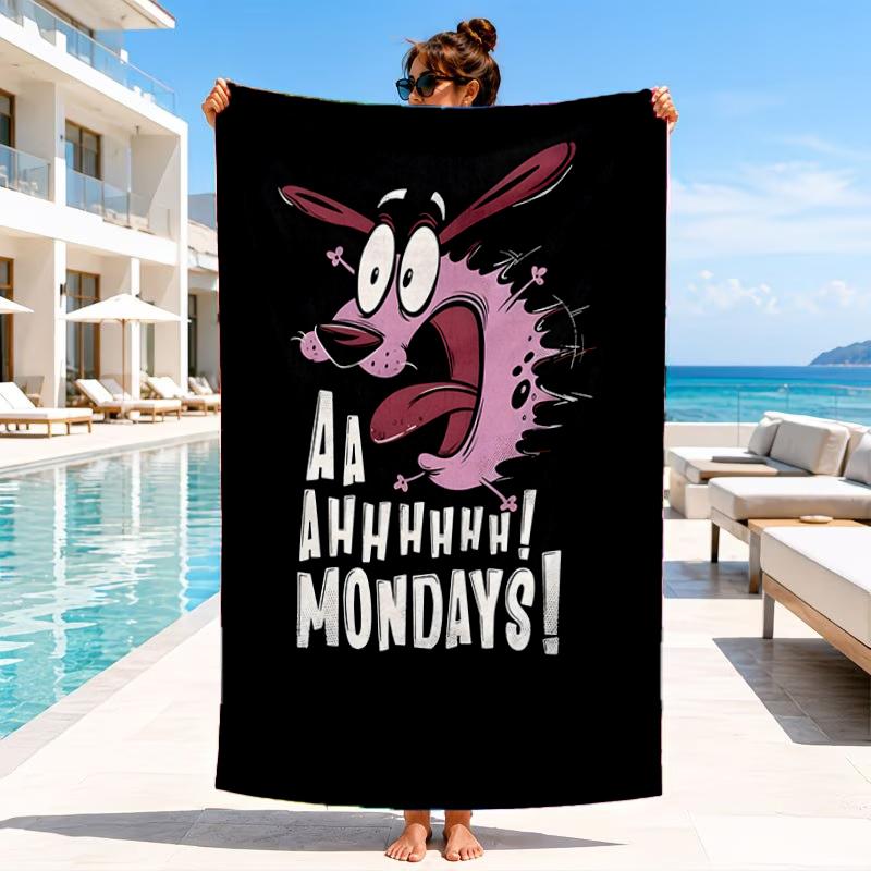Cowardly Dog Cartoon Beach Towel, Microfiber Beach Towel, Perfect For Pool, Beach, Travel, Home Decor Beach Party Fan gifts