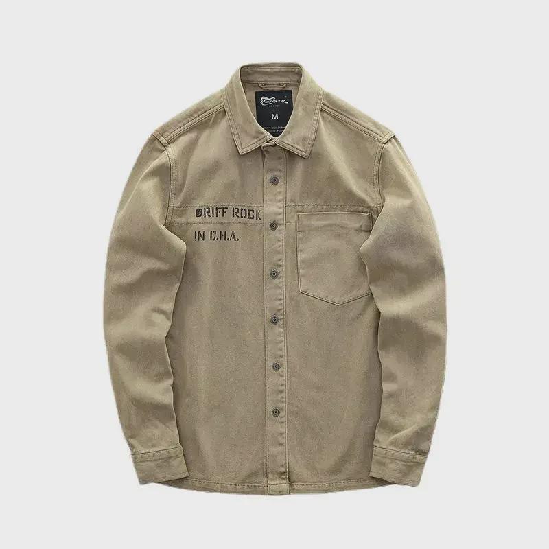 Men's Retro Loose American Soldier-Style Shirt Jacket, 2023 Casual Workwear for Spring and Autumn.