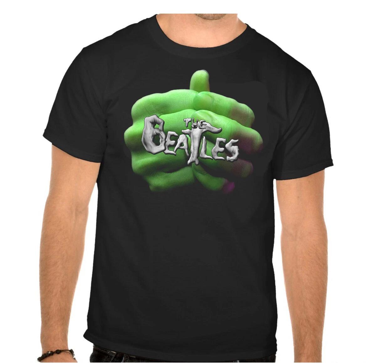 

The Beatles Rules Rock Fun Music Logo Finger Picture. Black T SHIRT -860- M