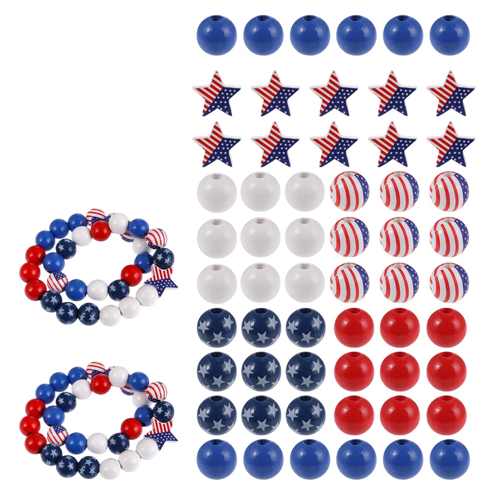 

DIY Beads Set for Handmade Jewelry Making Patriotic Star and Round Beads for Crafting Bracelets Necklaces and Accessories One Size