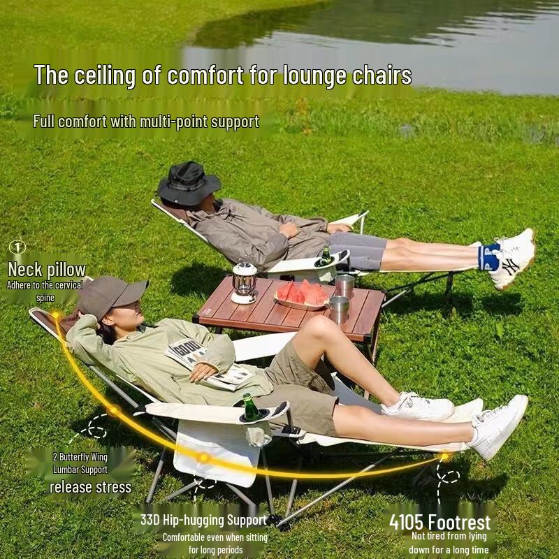 ZISIZ Outdoor Folding Recliner Chair with Footrest
