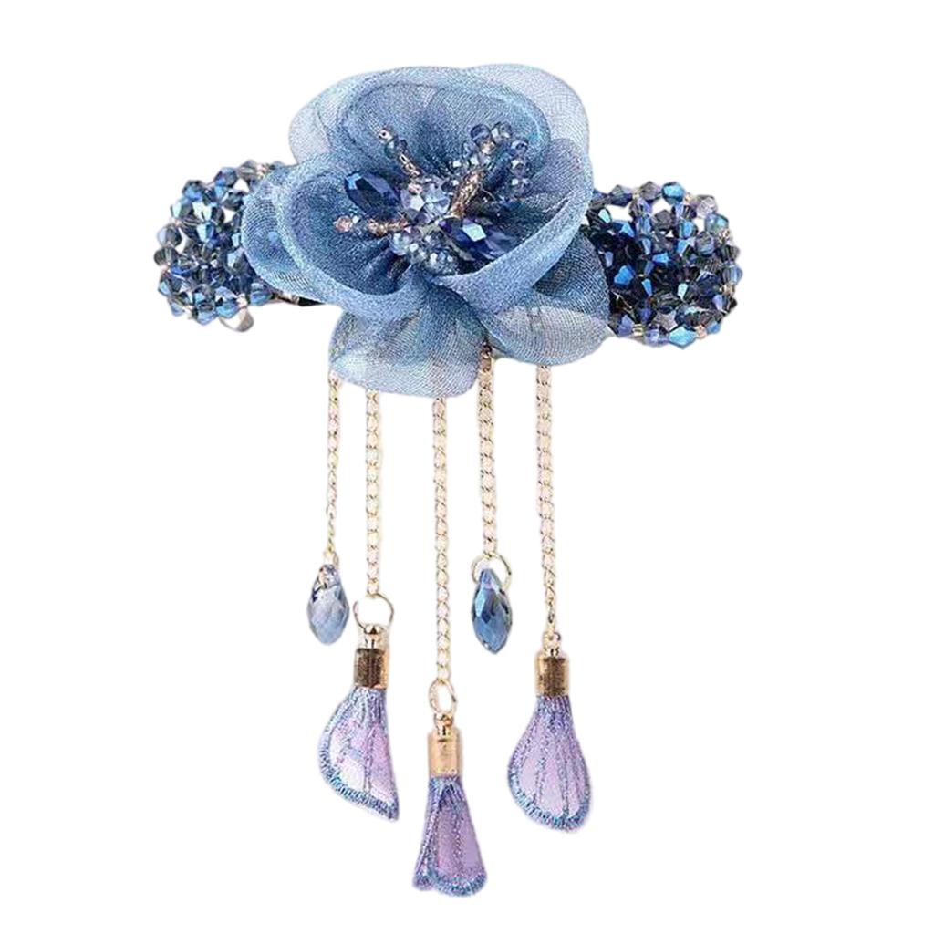 Chinese Styles Hair Pin Handmade Flower Hair Clip Long Tassels Women Hairpin for Ponytails and Various Hairstyles