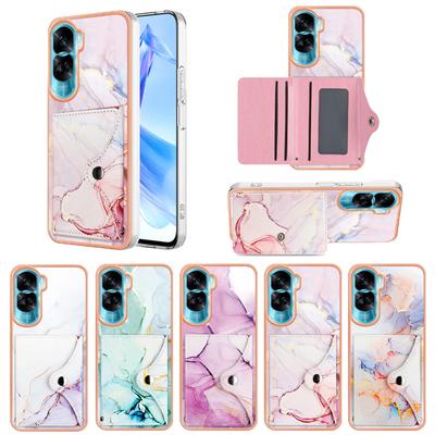 IMD Farbiger Marmor Kartenhalter Schlitze Abdeckung Handyhülle Für Honor 200 Lite,Honor X7b,Honor X8b,Honor X9b,Honor 90,Honor Magic5 Pro,Honor X6a,Honor X7a..