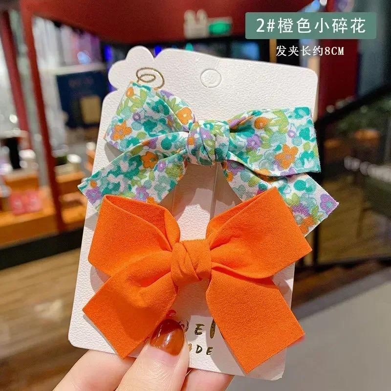 Korean Version of Simple and Fresh Floral Bow Hair Clip for Cute Girls Paired with Princess and Baby Side Clip Accessories