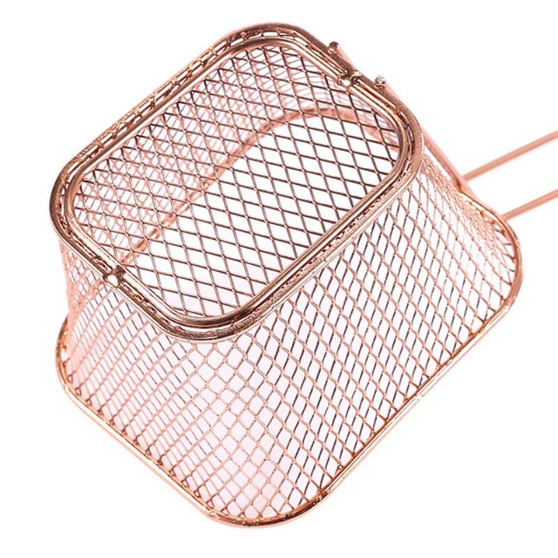 1Pc Stainless Steel Frying Basket Multifunctional Mini French Fries Frying Basket Creative Square Oil Separated Frying Basket