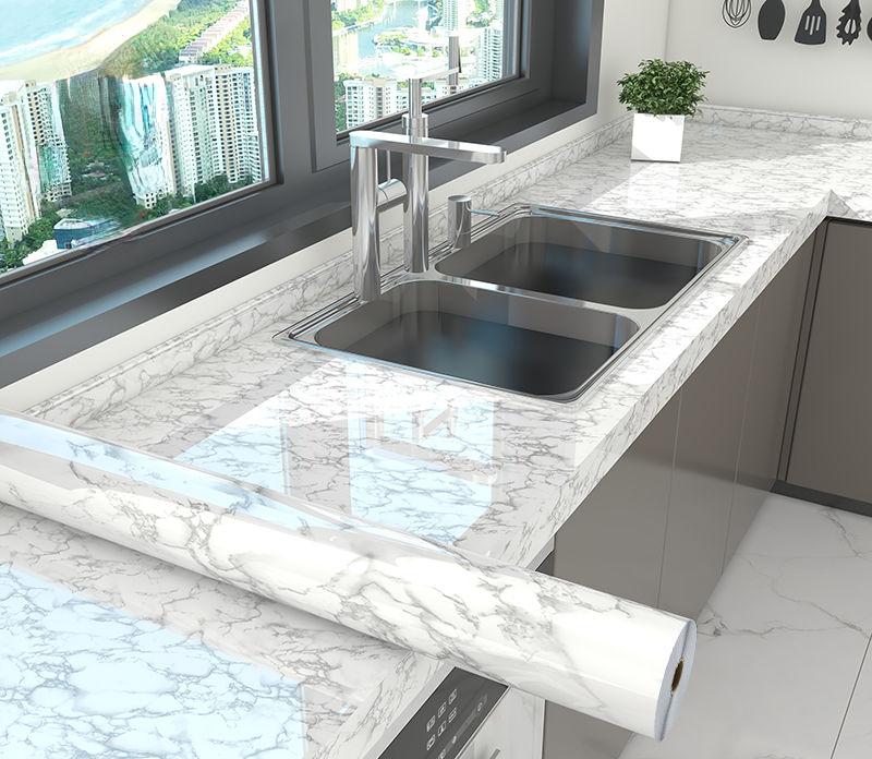Wall Adhesive Wallpaper for Kitchen Marble Pattern Oil-proof Stickers Kitchen Stove PVC Wallpaper Home Decor Waterproof Film