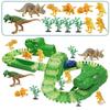 Electric 165pcs Dinosaur Rail Car Track Racing Toy Set Bend Flexible Track Race