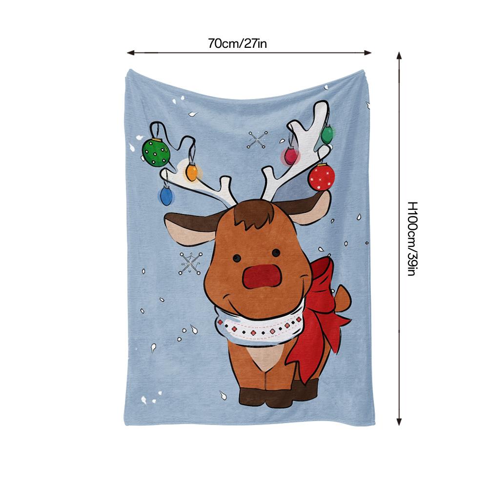 Tuniu Cute Christmas Reindeer Fleece Blanket for Sofa Bed Room Decoration Warm Soft Throw Blanket