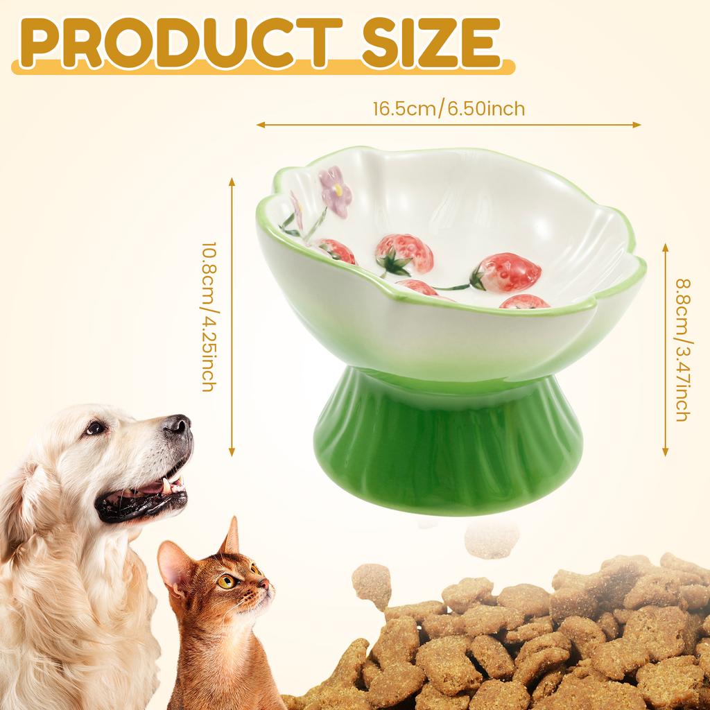 Ceramic Pet Bowl 150 ml Heighten Slow Feeder Cat Bowl with 15 ° Inclined Design Wide Mouth Cat and Dog Water Bowl Pet Supplies