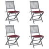 Day and Night - Day and Night Folding Garden Chairs 4 Pcs Cushions Solid Acacia Wood