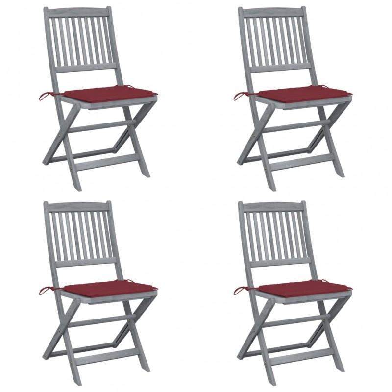 Day and Night - Day and Night Folding Garden Chairs 4 Pcs Cushions Solid Acacia Wood