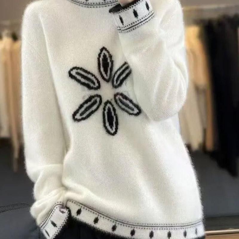 Svetr pro ženy Podzim Zima Zesílený Pulovr Teplý Pletený Pružný Dlouhý Rukáv Nadměrný Svetr Topy