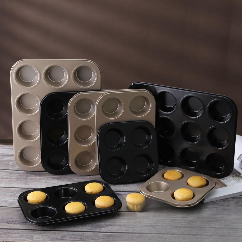 4/6/9/12Holes DIY Non-Stick Cake Pan Bakeware Muffin Cupcake Mold Baking Dish Carbon Steel Kitchen Oven Trays Pastry Tool