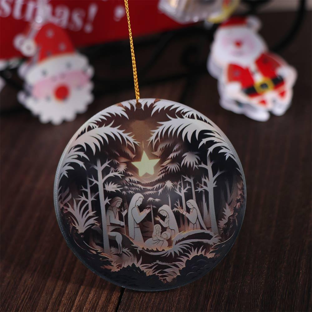 Creative 3d Effect Jesus Hanging Ornament Acrylic Reusable Acrylic Flat Ornaments Hanging Simple Xmas Tree Pendants Scene Decor