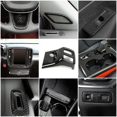 Para Volvo XC40 2019 2020 2024 2024 Acessórios para console central de carro Fibra de carbono Mudança de cor Decoração Estilo Moldura Capa Guarnição