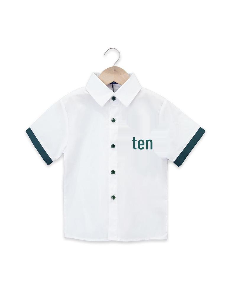 Kids' Summer White Collared Short-Sleeve Shirt - Primary School Uniform