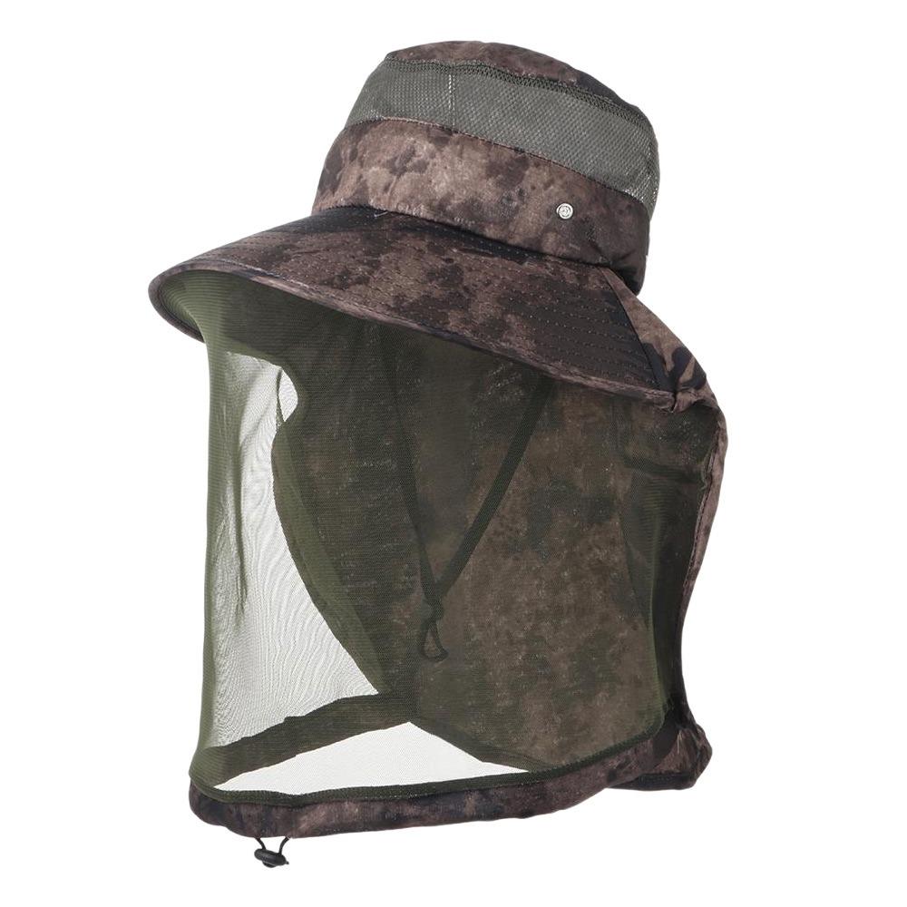 

Face Neck Protection Mosquito Hat Repellent Protection Bucket Hat Fishing Cap for Men Women коричневий