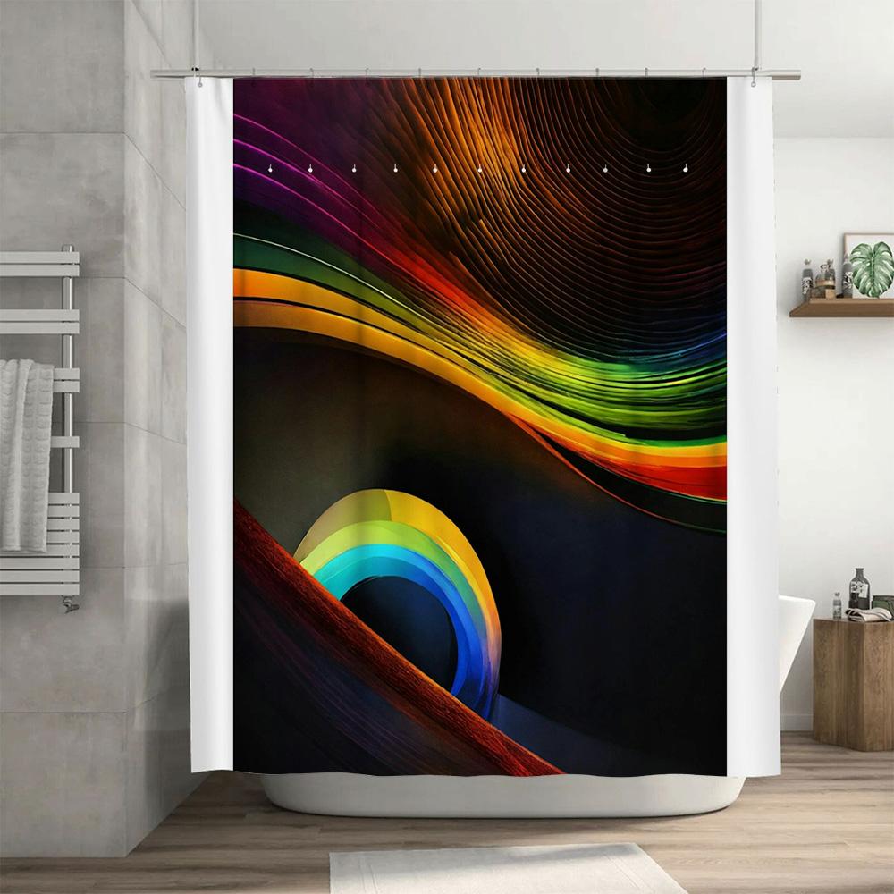 Colorful Curve Shower Curtain Modern Bathroom Decor For Home Decoration