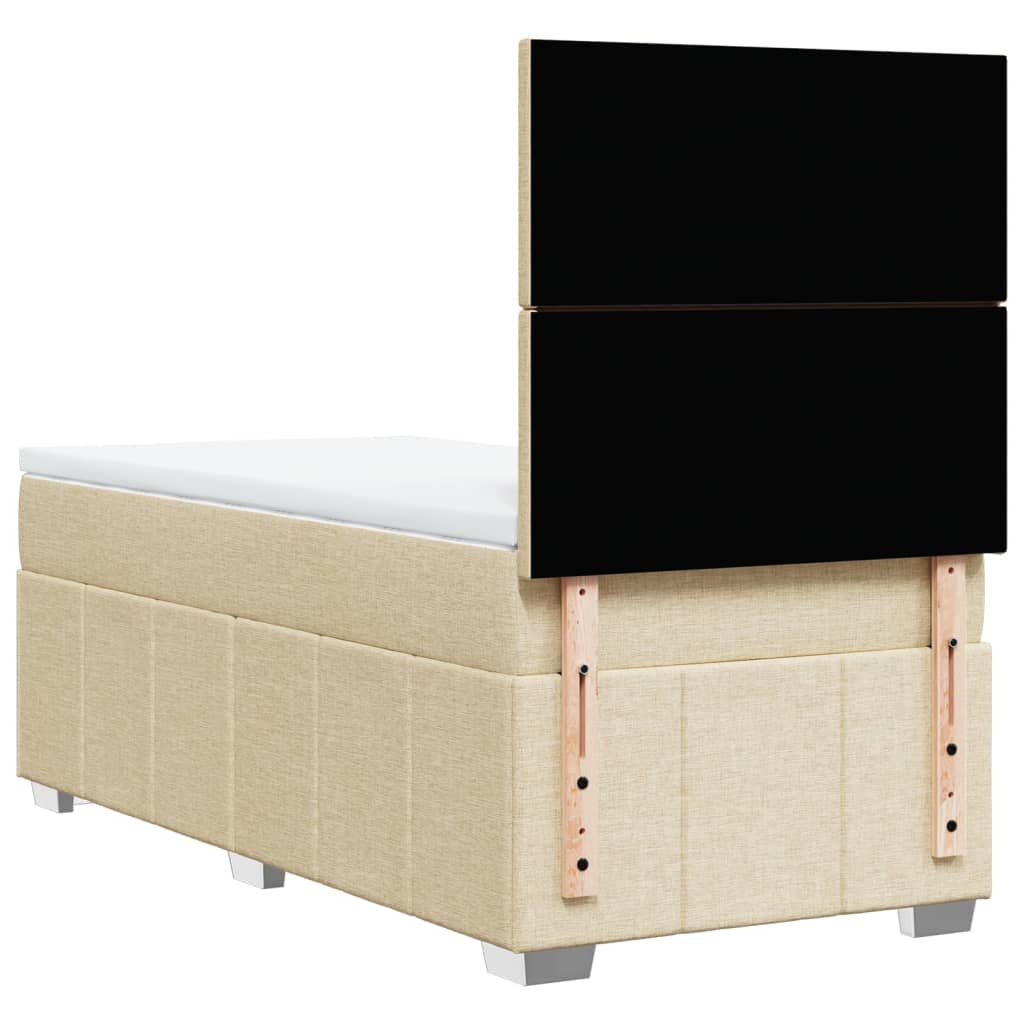 Box Spring Bed with Mattress Cream 90x200 cm Fabric