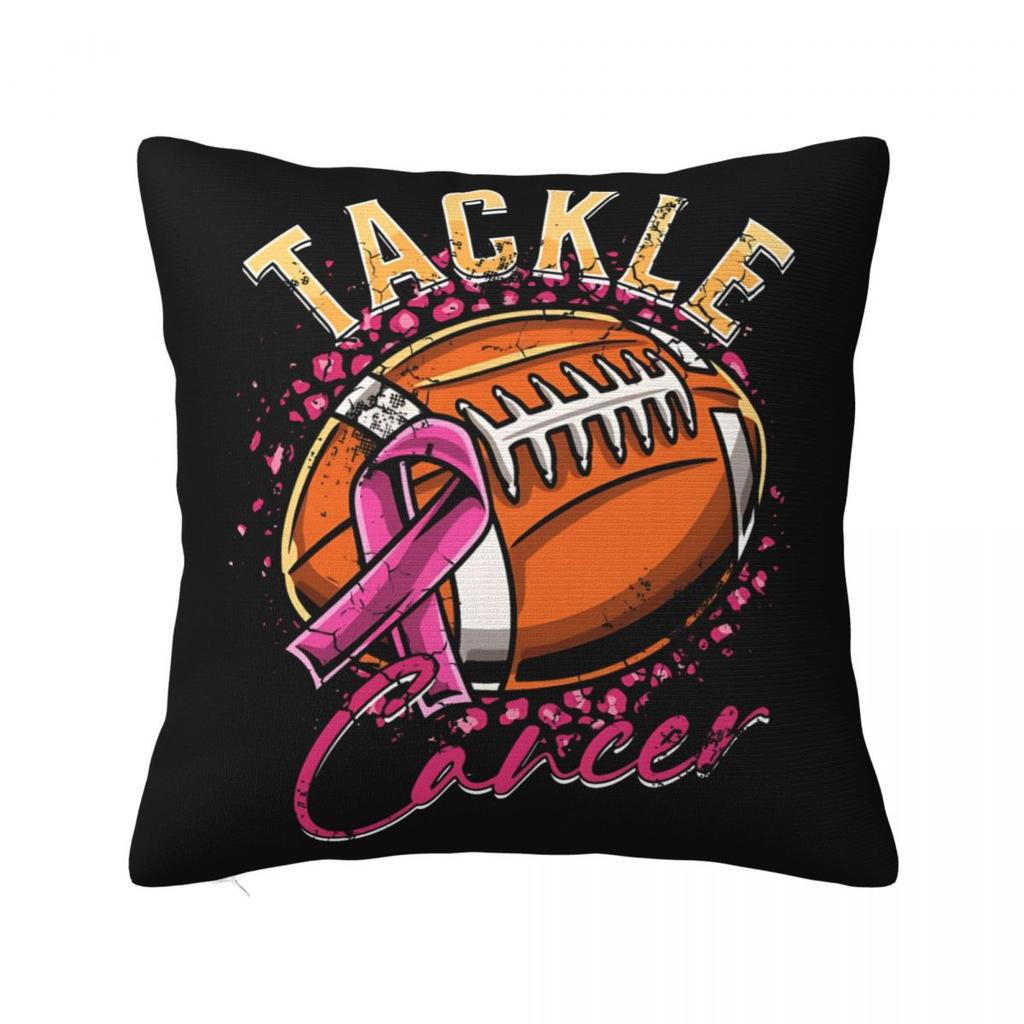 Tackle Breast Cancer Football Pillowcase Polyester Cushion Cover Gift Pillow Case Cover Home Zipper 40X40cm