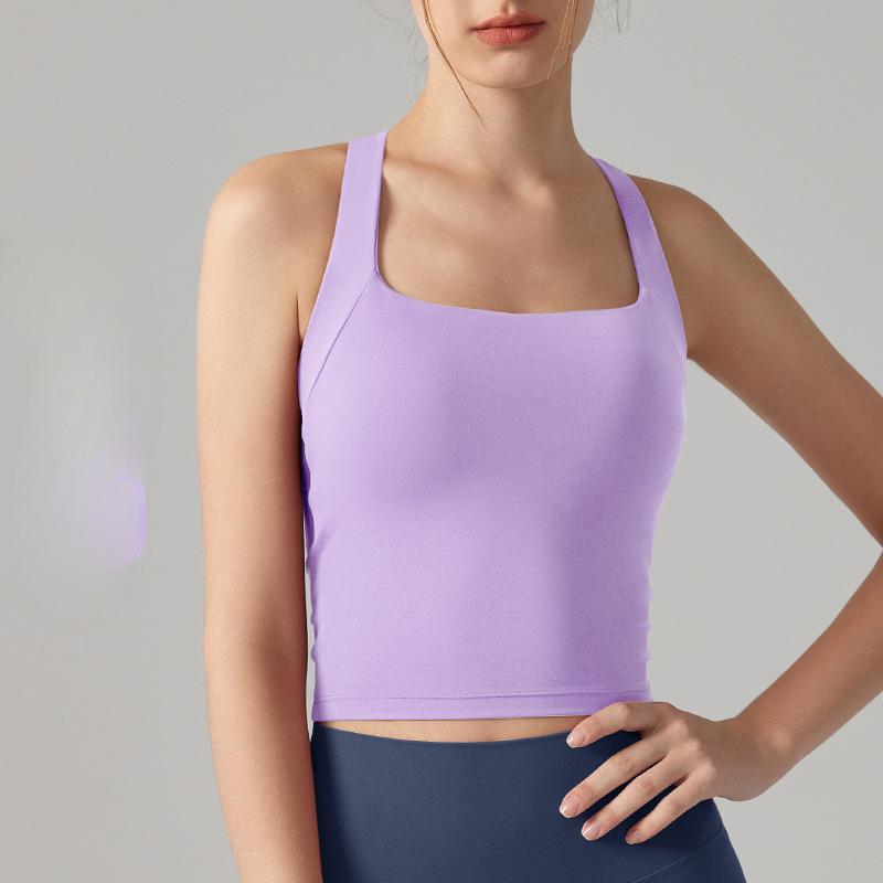 

Высокоинтенсивные спортивные бюстгальтеры, антипровисающие бюстгальтеры с лямками через шею, топы для тренировок, амортизирующие жилеты для бега, одежда для йоги для женщин M светло-фиолетовый