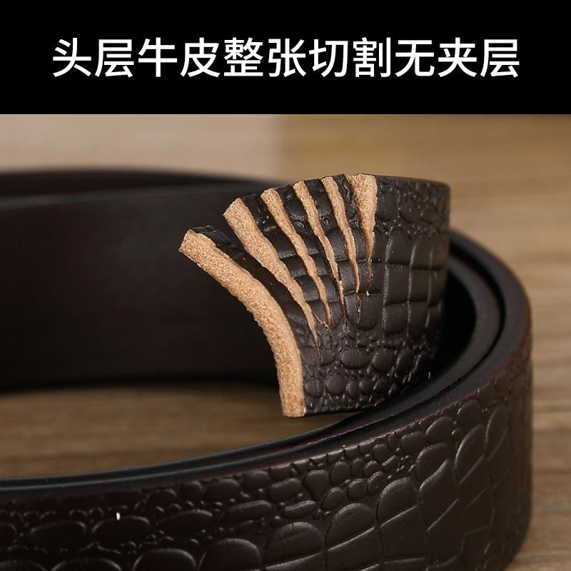 Belt Men'S Leather Automatic Buckle Middle-Aged And Young People'S First-Layer Cowhide Business Casual Pants Belt Simple Alligator Pattern