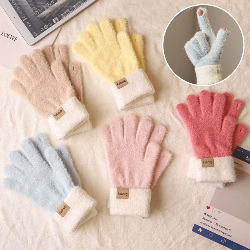 Thickened Winter Gloves Windproof Knitted Gloves Fashion Warm Gloves Women