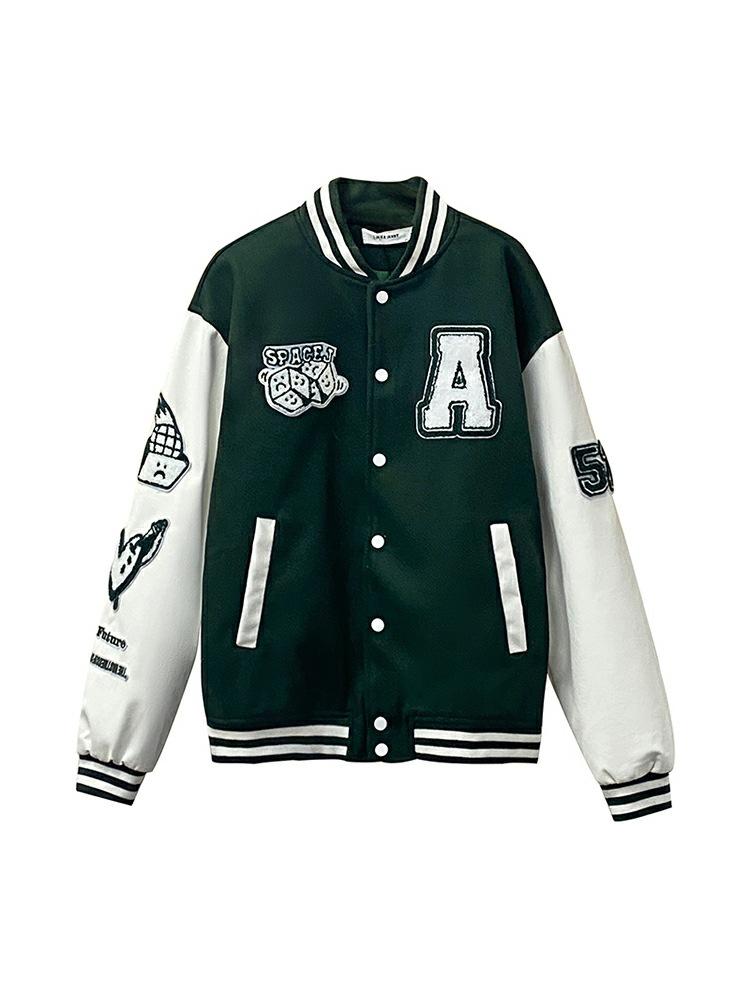 Men's Baseball Uniform College Style Stand Collar Long Sleeve Three-dimensional Embroidered Letter Jacket Jacket Men