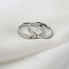 2Pcs Sliver Color Sun Moon Couple Rings for Women Men Simple Heart Matching Open Adjustable Finger Ring Set Wedding Jewelry Gift