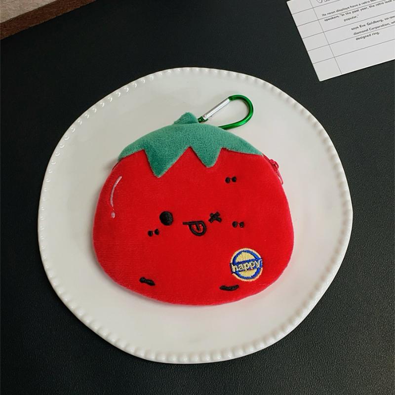 NEW Cartoon Plush Tomato Coin Purse Pendant Cute Portable Wallet Storage Pouch Hanging Ornament Bag Decoration Accessories Gift