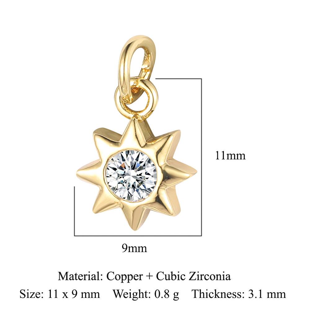 3pcs/Lot Crescent Moon Copper Zircon DIY Jewelry Pendant Octagonal Star Heart Butterfly CZ Charms Necklace Making