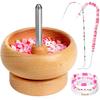 Bead Spinner for Jewelry Making, Effortless Rotating Wooden Clay Bead Spinner with 2 Big Eye Beading Needles and 3000 Seed Beads,Beading Supplies