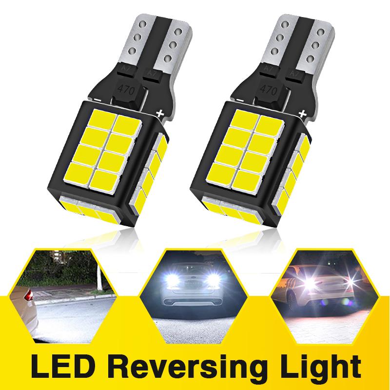 2PCS Canbus T15 W16W LED Car Reverse Back up Lights Lamps 912 921 916 917 920 922 DRL Lights 12V 6000K Super Bright White Bulbs
