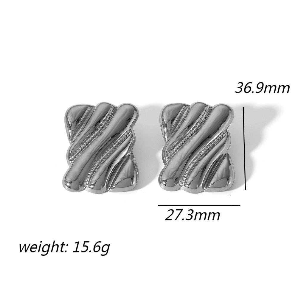 

Аксессуары Премиум Ниш Серьги Легкие Роскошные Серьги Из Нержавеющей Стали 18-каратного Золота Прямоугольная Текстура Серьги-гвоздики Из Титановой Стали Подвеска