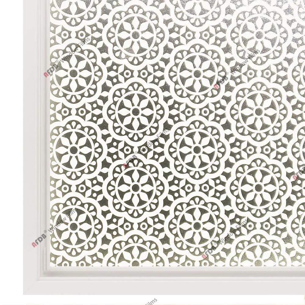 Sichtschutzfolie für Fenster, dekorativer Papieraufkleber, nicht klebend, Spitzenblumen-Aufkleber, für Zuhause und Büro, statisch haftende Glasfolie, Breite 90 cm