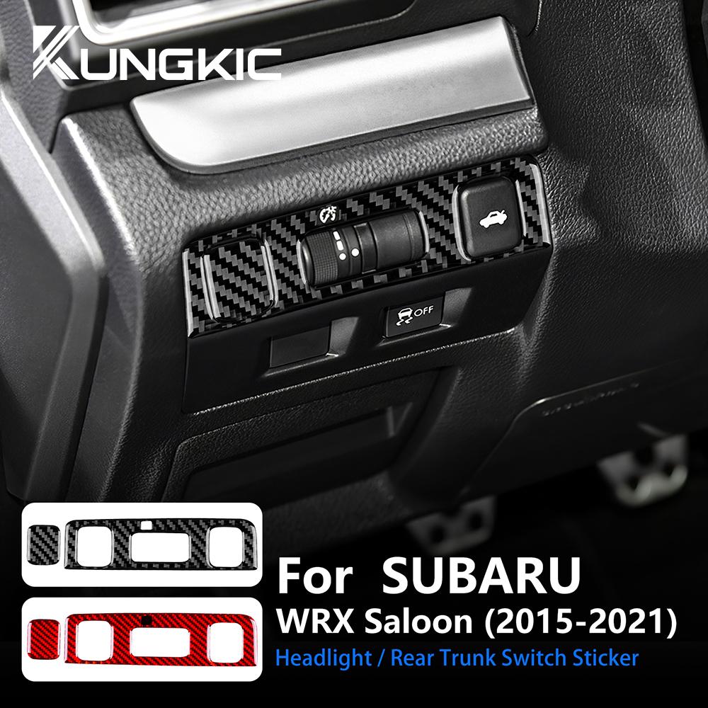 Real Carbon Fiber Sticker For Subaru WRX Saloon 2015 2016 2017 2018 2019 2020 2021 Car Headlight Switch Button Cover Trims