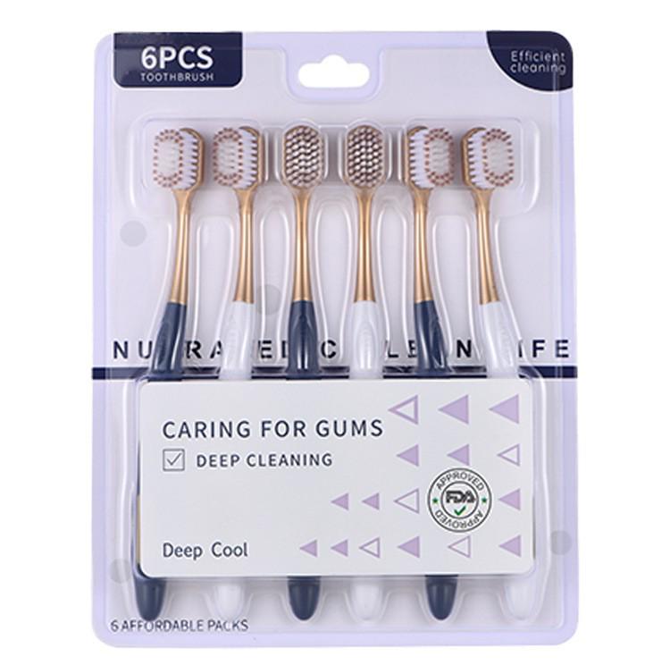 Shanmu Soft Bristle Wide-Head Toothbrush, 6-Pack for Adults, Gentle Gum Protection