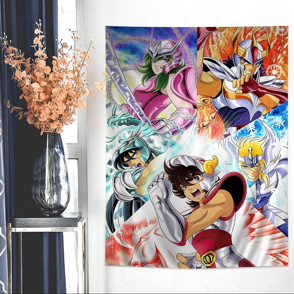 Japanese Hot Anime SSaint Seiya Cartoon Tapestry Art Science Fiction Room Home Decor Wall Hanging Sheets