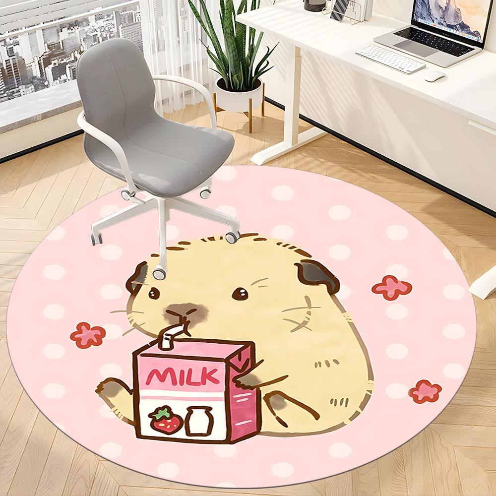 1pc Hamster Milk Office Round Rug, Carpet for Office, Gaming, Lightweight Round Floor Mat yy260205092