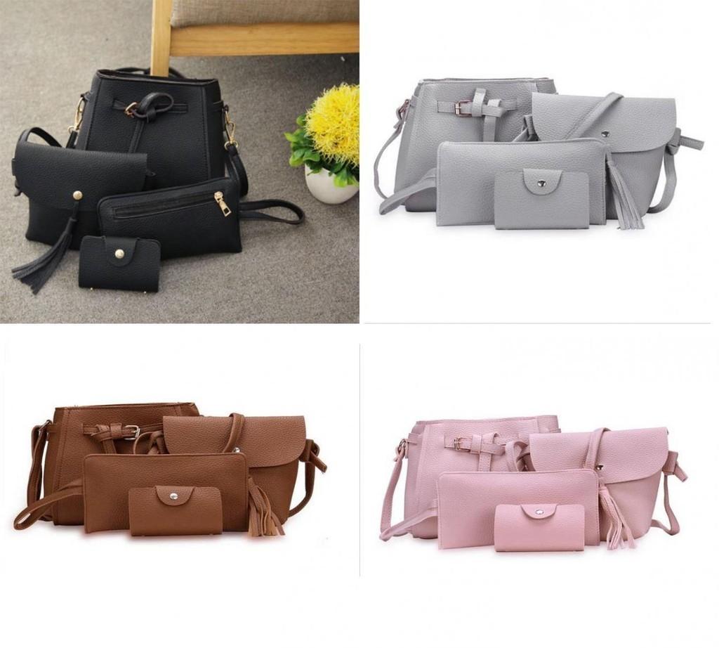 Trendy 4pcs Women Lady Handbag Set With Adjustable Strap And Soft Hardness